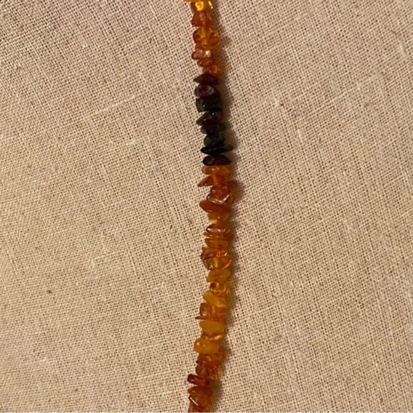 NECKLACE AMBER CHIPS HONEY GOLD AND CHERRY RED RUSTIC NATURAL BALTIC 24” - Picture 5 of 9